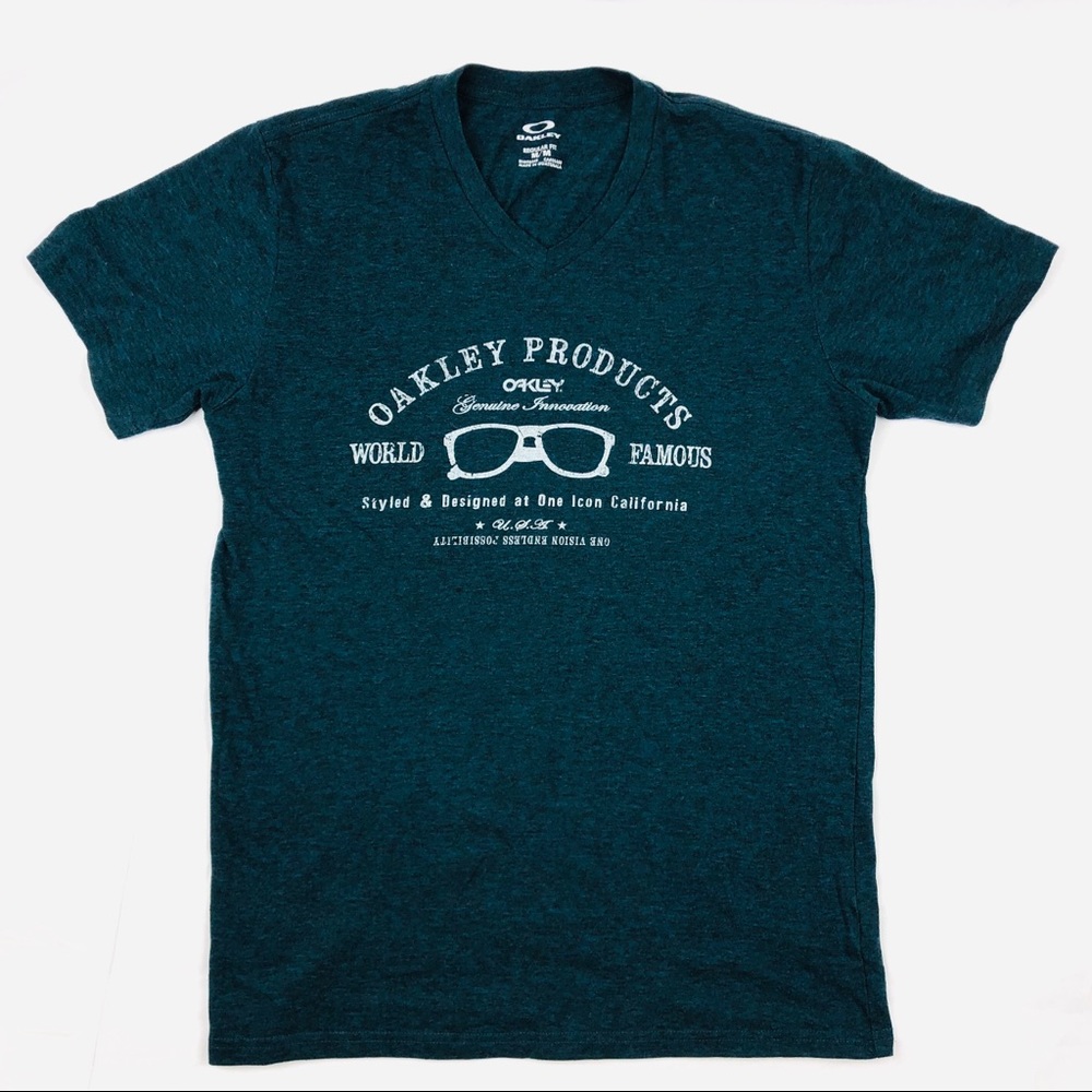 OAKLEY Heathered Blue Graphic Glasses Tee Shirt